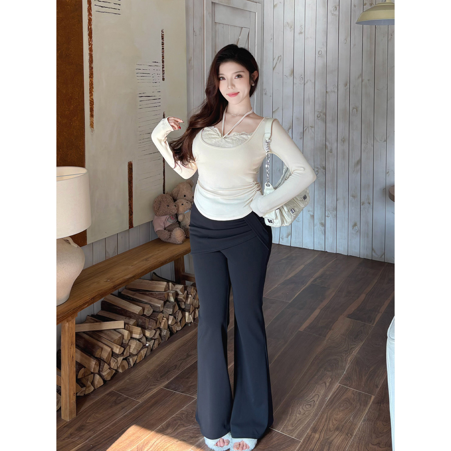 Babes【糯米裤】运动显瘦侧开叉屁帘裙裤喇叭裤休闲长裤阔腿裤女,女装/女士精品,大码裤装,淘宝优惠券,粉丝福利购,淘宝优惠卷