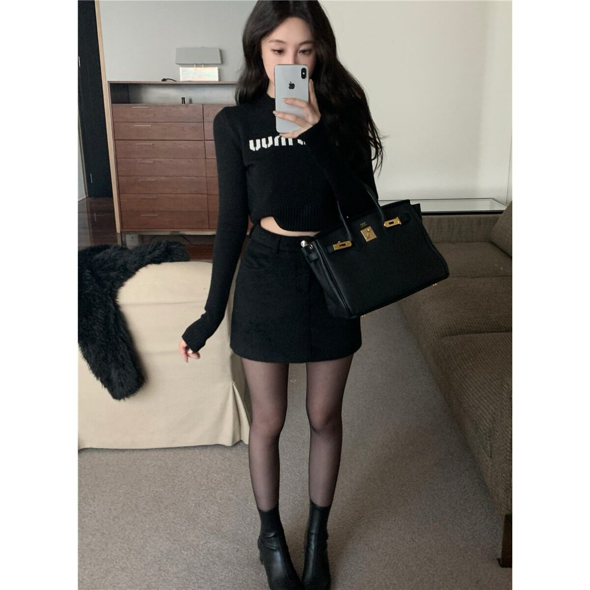 套头短款字母毛衣女秋冬季辣妹打底内搭针织衫上衣