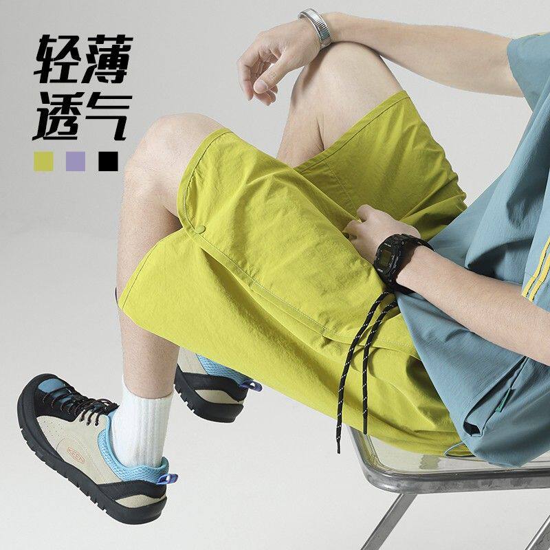排扣运动短裤男女款夏季薄款速干沙滩裤子潮流大码宽松休闲五分裤