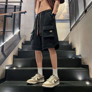 男夏季 冰丝五分裤 子潮牌工装 2026新款 宽松微胖子休闲裤 短裤 裤 大码