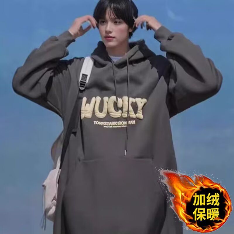 港仔 重磅藏青色发泡连帽卫衣男春秋2025新款男款男生外套