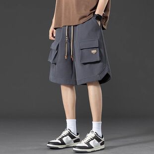 男夏季 冰丝五分裤 子潮牌工装 2025新款 宽松微胖子休闲裤 短裤 裤 大码