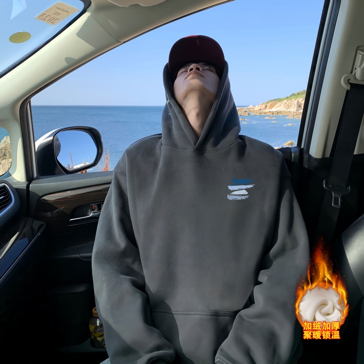 卫衣男连帽2025新款秋冬季美式重磅潮牌宽松情侣加绒加厚男装外套