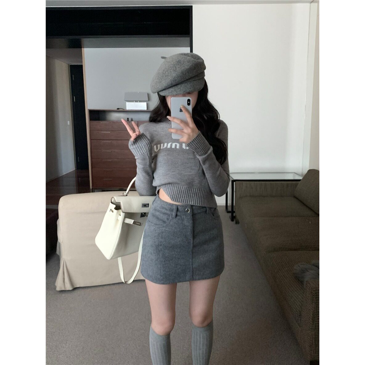 套头短款字母毛衣女秋冬季辣妹打底内搭针织衫上衣
