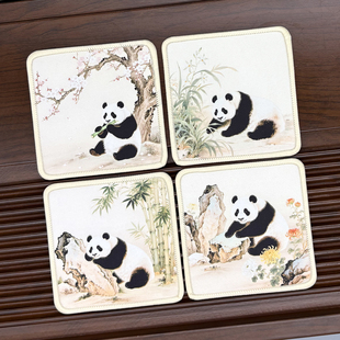 熊猫文创丝绸杯垫四川成都纪念品中国风特色礼物送老外国人伴手礼