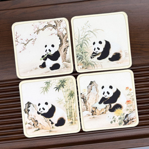 熊猫文创丝绸杯垫四川成都纪念品中国风特色礼物送老外国人伴手礼