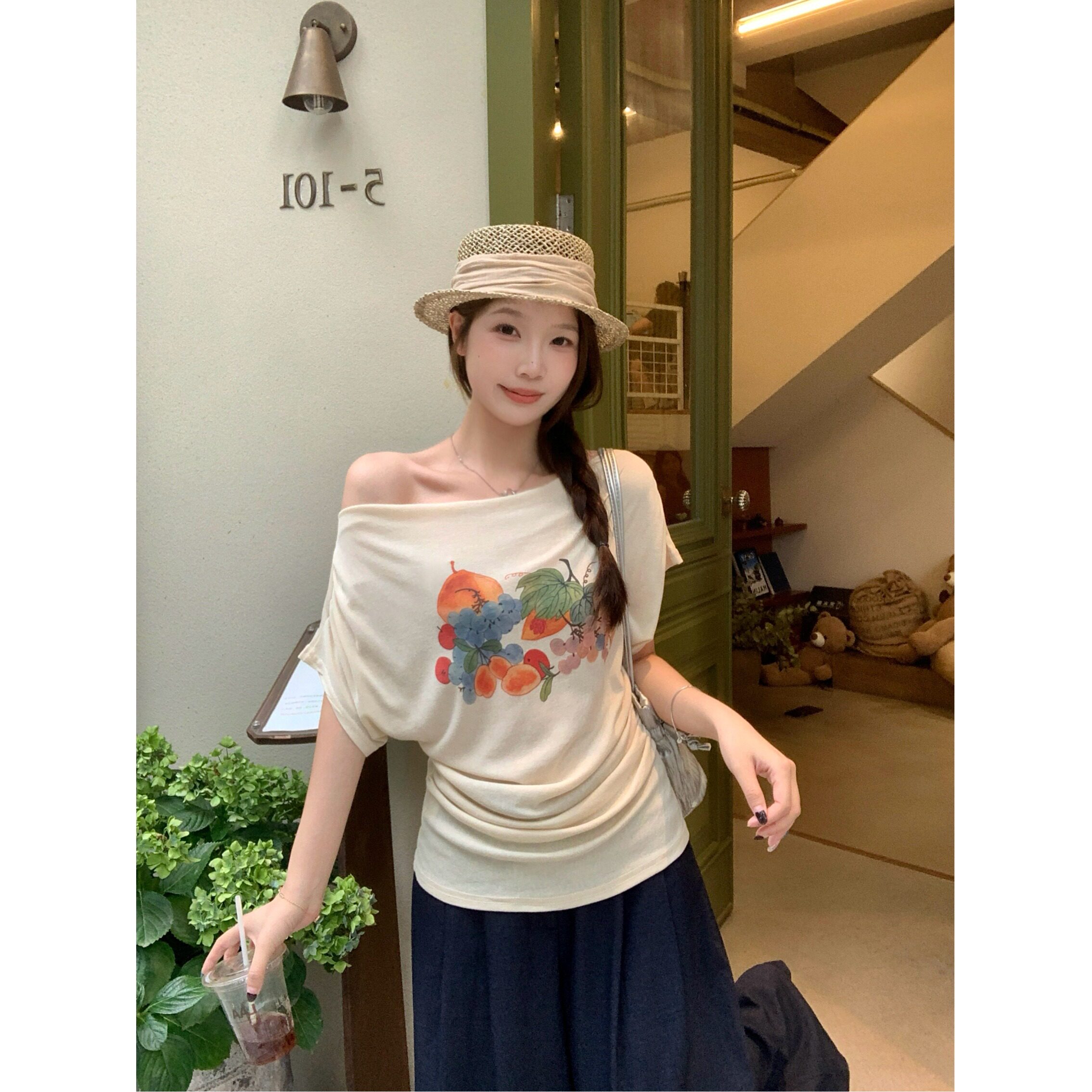 月朵依大码女装夏季短袖T恤上衣图片