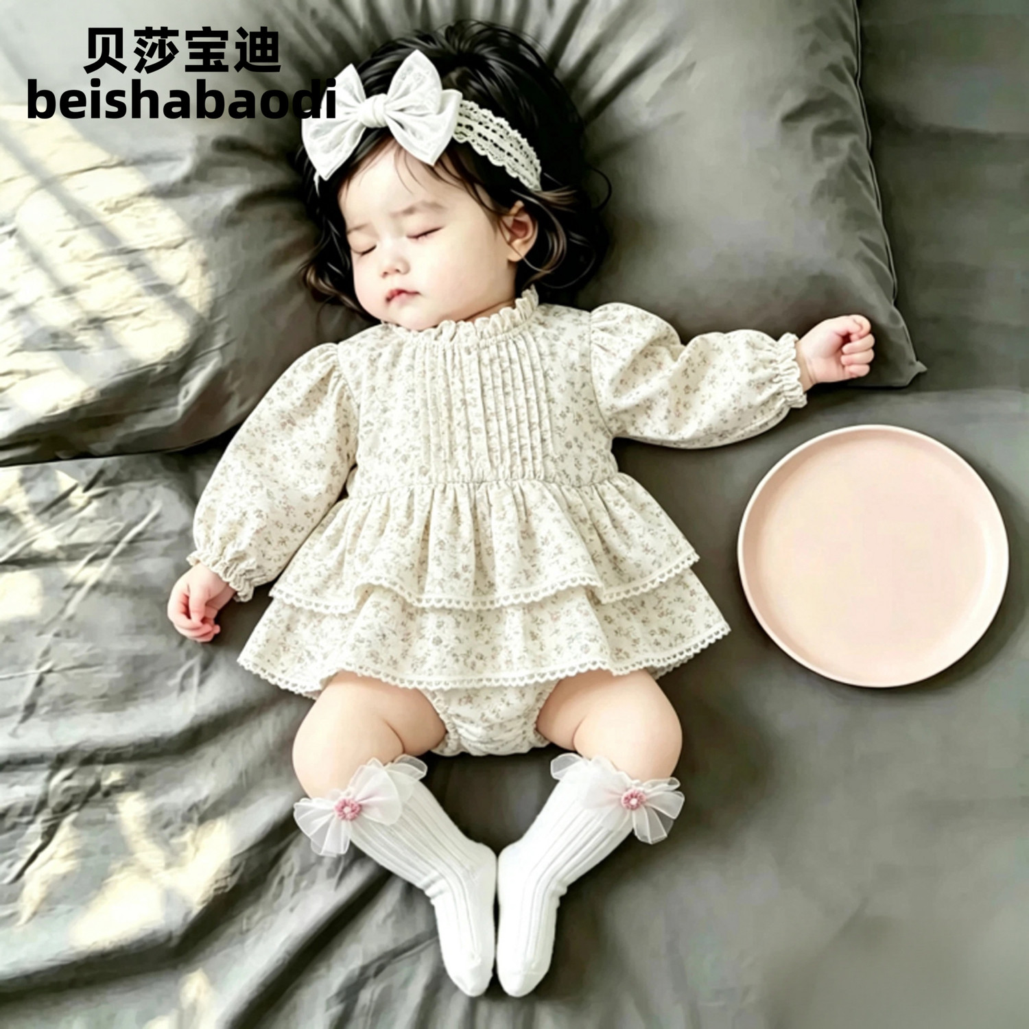 英国婴儿衣服秋装女宝宝连体衣春秋款洋气碎花哈衣裙新生儿包屁衣
