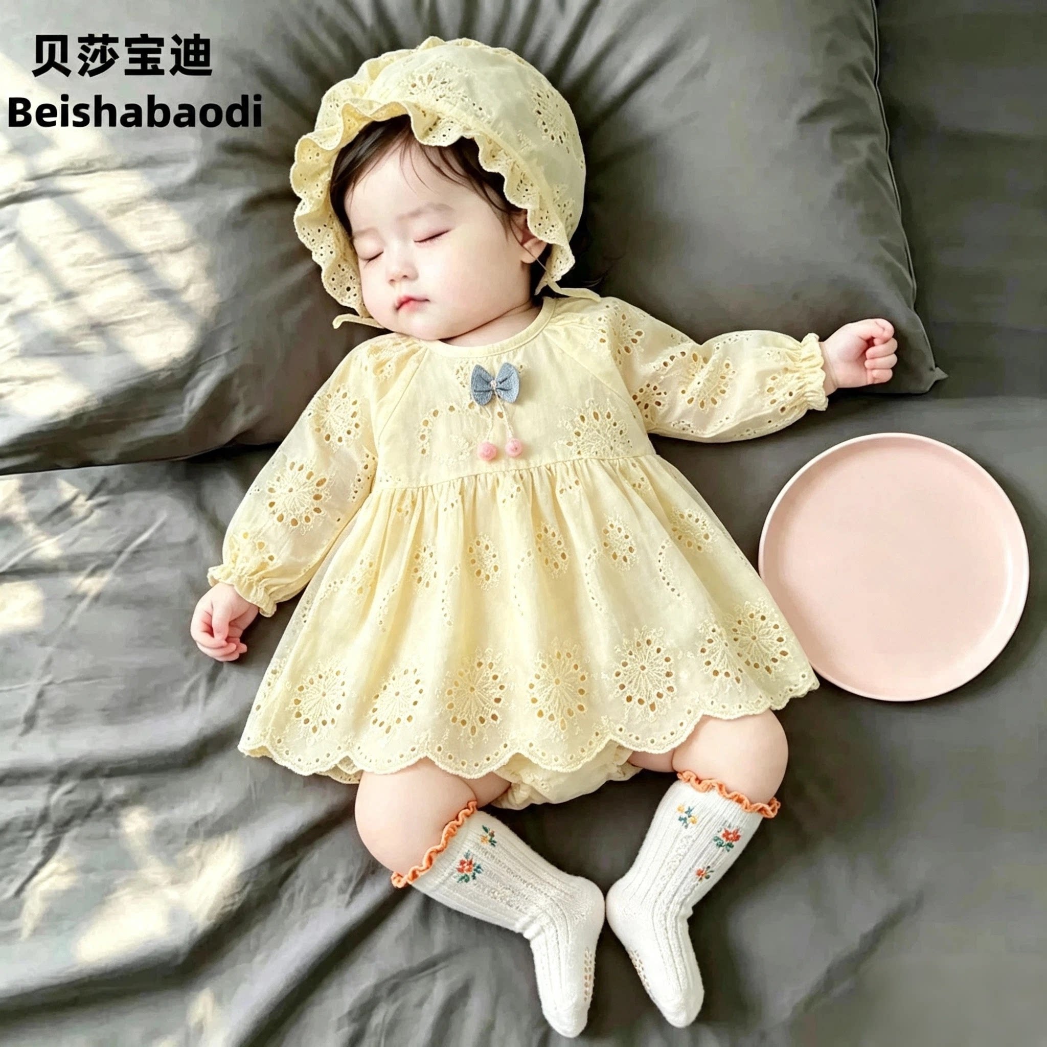 英国婴儿公主裙秋季女宝宝百天纯棉超萌可爱包屁哈裙一周岁礼服裙图片