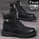意尔康马丁靴男冬季 男靴 皮鞋 加绒英伦真皮男士 内增高靴子高帮工装