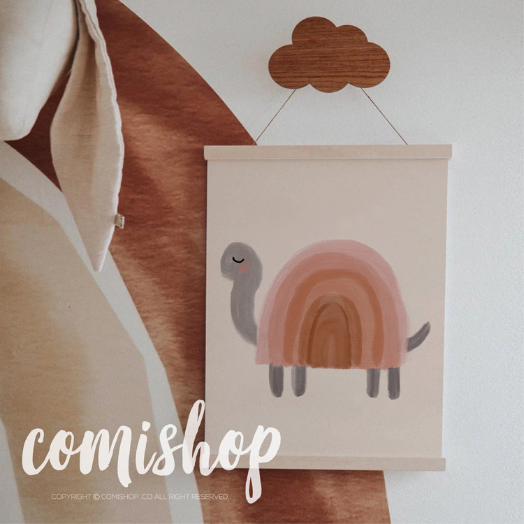 北欧同步出口儿童房彩虹海龟壁饰