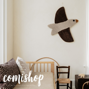 北欧同步发售儿童家居装 饰品 饰墙壁小鸟毛绒挂毯壁饰儿童房软装