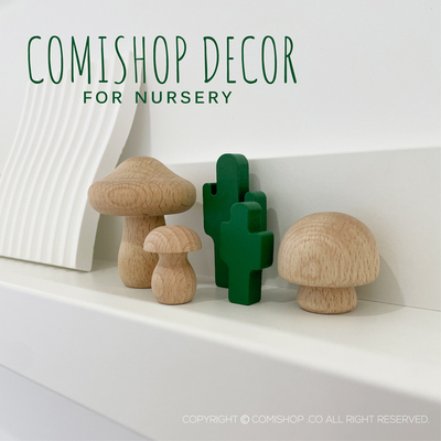 北欧同步出口榉木蘑菇桌面摆件