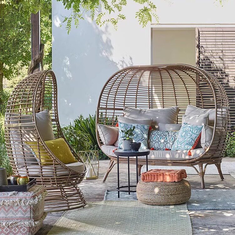 户外休闲简约鸟巢躺床花园现代创意沙发床泳池双人鸟笼单人藤椅子