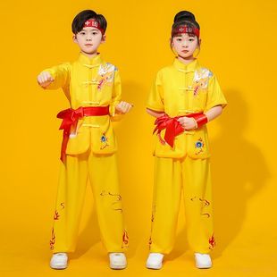新款儿童演出服武术服小学生短长袖男女舞龙舞狮腰鼓中国功夫打鼓