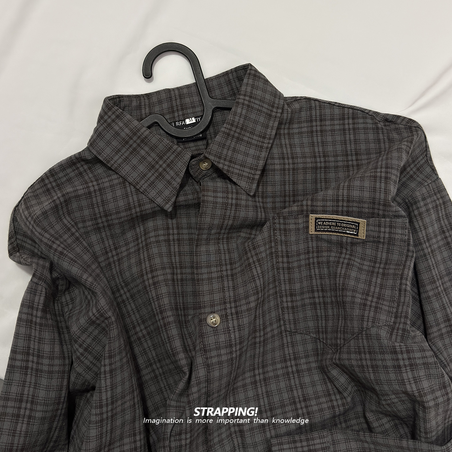 STRAPPING格纹全棉美式咔叽街头长袖衬衫港风复古日系男女春秋