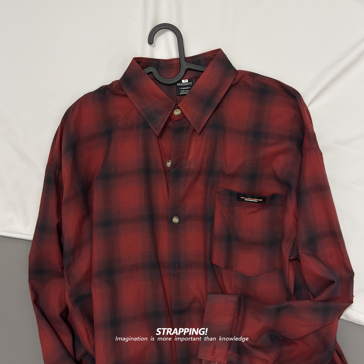 STRAPPING薄款格纹美式咔叽INS全棉长袖衬衫港风复古日系男女春秋