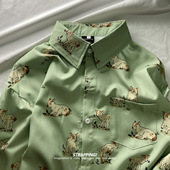 衬衫 STRAPPING童话卡通动物美式 碎花长袖 港风复古日系男女痞帅秋