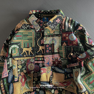 STRAPPING民族风植物绣花夹克外套港风复古INS日系男女痞帅秋潮牌