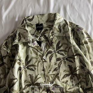 STRAPPING棕榈热带植物古巴领短袖花衬衫男女夏威夷泰国日系复古