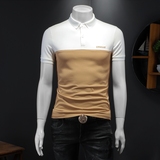 2024夏季新款拼接短袖POLO衫翻领男士潮流半袖T恤816P55假模灰，男装Polo衫，钱塘6025