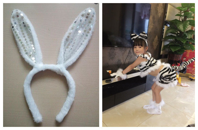 兔子小白兔小花猫小猫咪耳朵头饰发箍儿童演出服兔子猫耳朵头饰