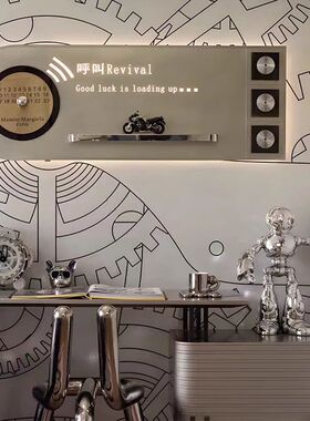 现代售楼处样板间儿童房摆件男孩房机器人音响时钟书桌装饰品组合