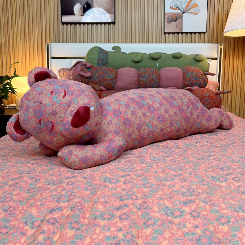 福利款三层纱色织水洗棉格子小萌抱抱熊抱枕靠垫玩偶公仔玩具礼品