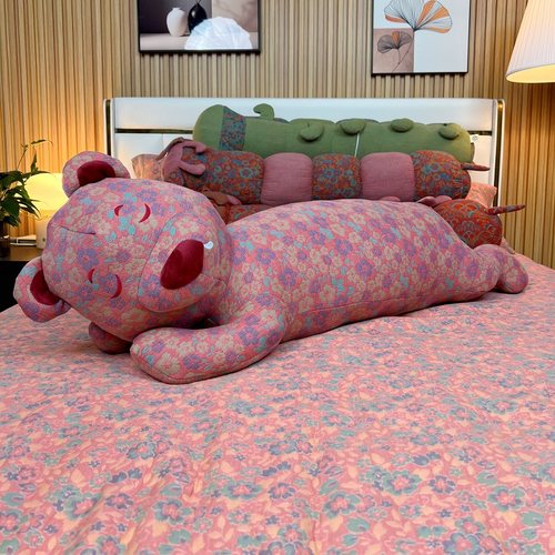 福利款三层纱色织水洗棉格子小萌抱抱熊抱枕靠垫玩偶公仔玩具礼品