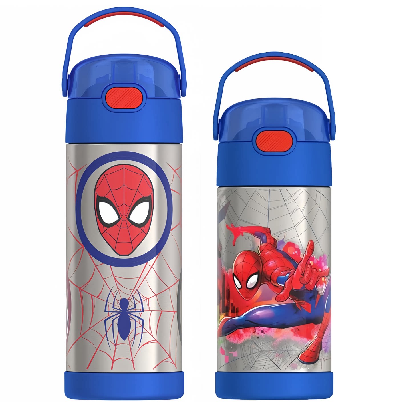 膳魔师蜘蛛侠儿童保温杯小学生吸管杯幼儿园吸嘴杯男孩子弹盖水杯