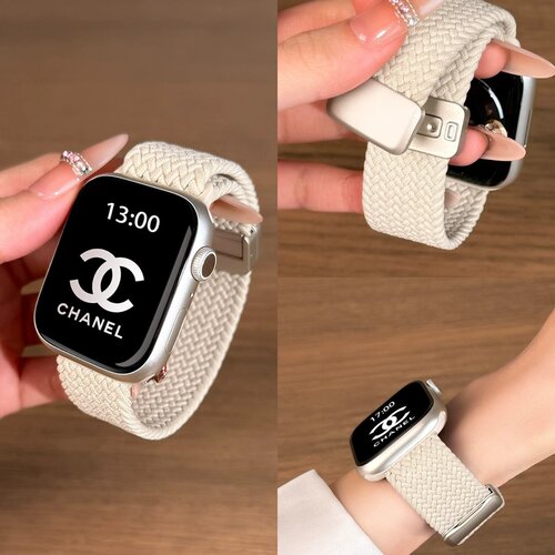 适用苹果手表S11表带腕带iwatch韩系尼龙编织磁吸表链applewatch