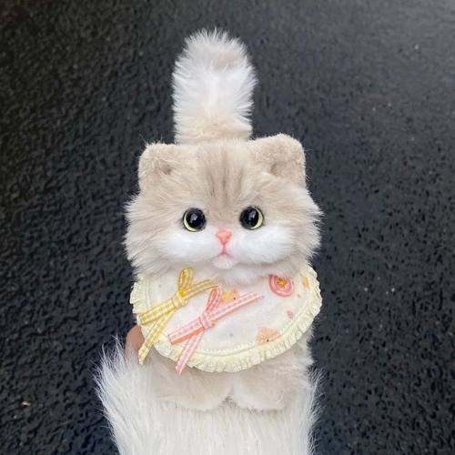 新款兔毛扭扭棒小猫创意手工DIY材料桌面摆件布偶猫送女友礼物