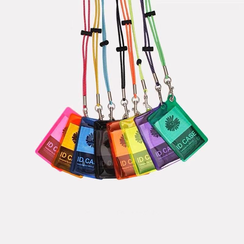 挂脖绳证件套荧光色透明软胶PVC胸牌厂牌套卡套挂饰胸卡荧光色系