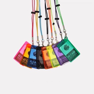 挂脖绳证件套荧光色透明软胶PVC胸牌厂牌套卡套挂饰胸卡荧光色系