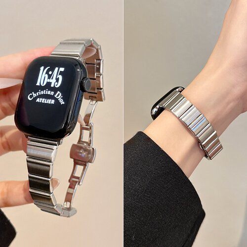 适用苹果手表表带iWatchs11金属女款applewatch10小蛮腰新款透气9