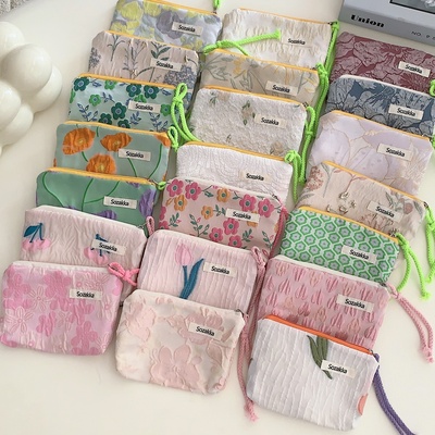 3451 ins撞色系绳口红包女化妆包便携随身零钱包洗漱收纳袋