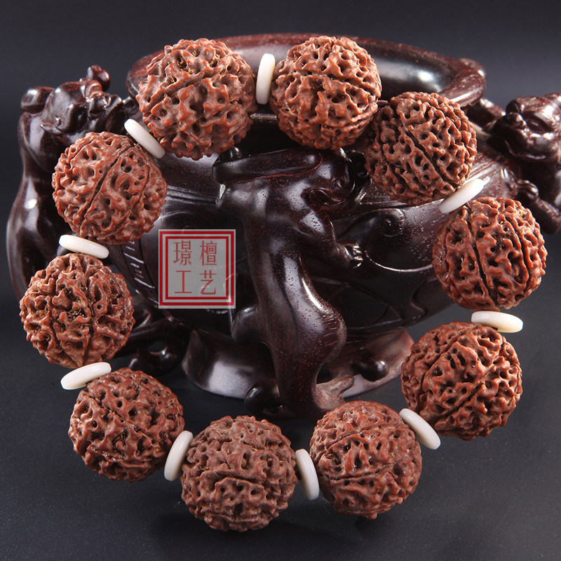 天然印尼六七八瓣藏式大金刚菩提子手串男金刚菩提落地红沉水佛珠