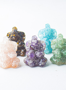 跨境天然水晶碎石滴胶动物办公室