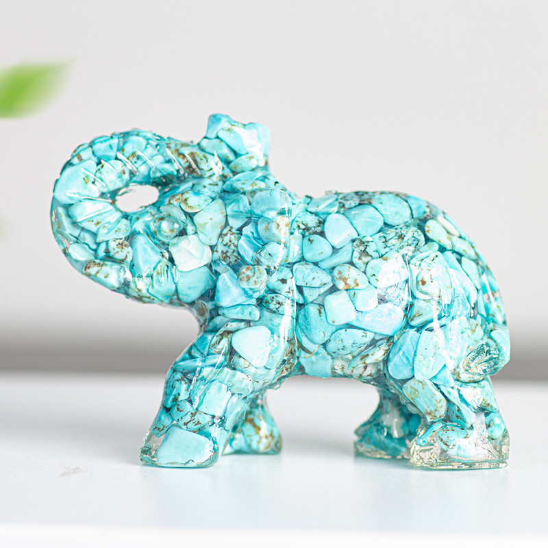 【幸运水晶象】天然晶石树脂摆件
