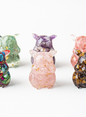 跨境天然水晶碎石滴胶可爱小办公