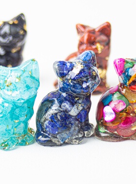 跨境天然水晶碎石滴胶坐姿转脸可