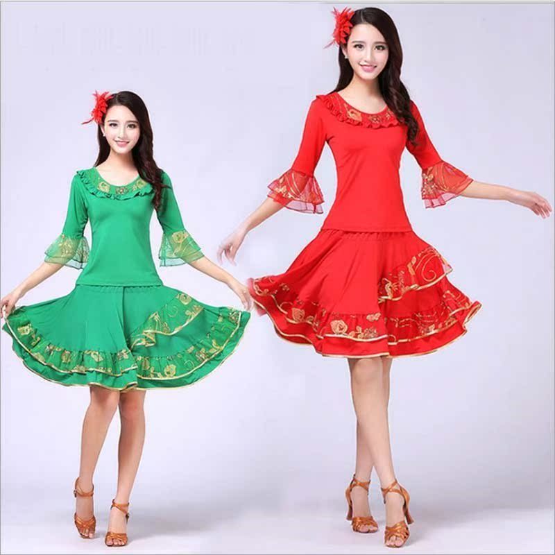 杨丽萍蕾丝广场舞蹈服装裙子春夏套装女拉丁舞蹈演出服喇叭袖上衣|msdalam kategori Butik wanita / wanita, pakaian/pakaian kebangsaan/peringkat pakaian, pakaian kebangsaan/pakaian - dari Buy2taobao.com untuk memberikan perkhidmatan ejen Taobao profesional membeli