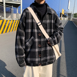 港风宽松棉衣男羊羔毛加厚保暖毛呢大衣潮流情侣短款外套508-P100图片