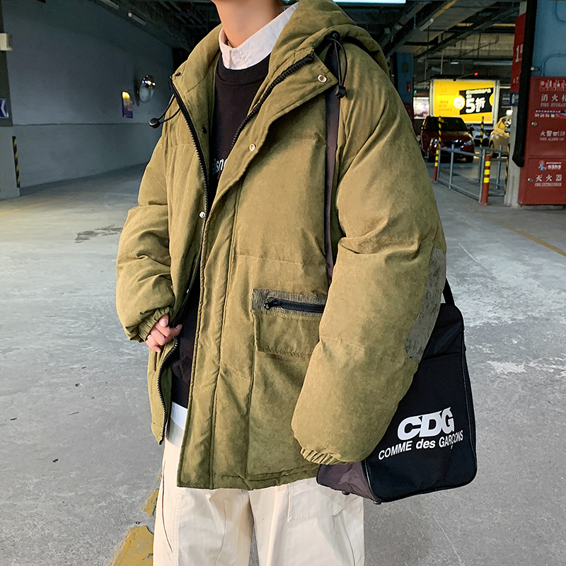 Winter new style men's cotton padded clothes thickened coat work clothes loose cotton clothes Hong Kong Style cool cotton padded jacket