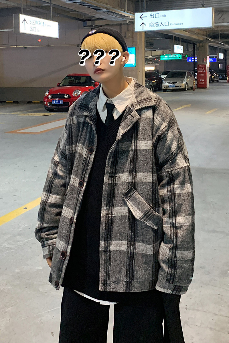 港风宽松棉衣男羊羔毛加厚保暖毛呢大衣潮流情侣短款外套508-P100,男装棉衣,电商A157-1