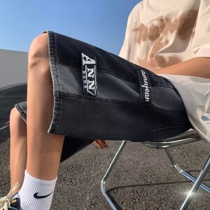 2024夏季文艺牛仔短裤简约五分裤男直筒日系短裤dk540  p35图片