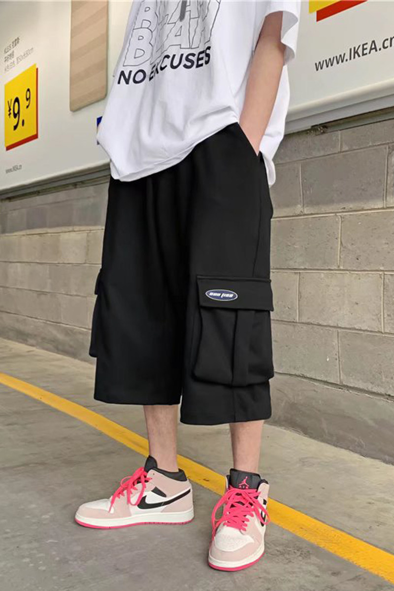 工装短裤男2023夏季港风宽松阔腿七分裤韩版运动休闲裤dk650p30,男装休闲裤,星座204-6