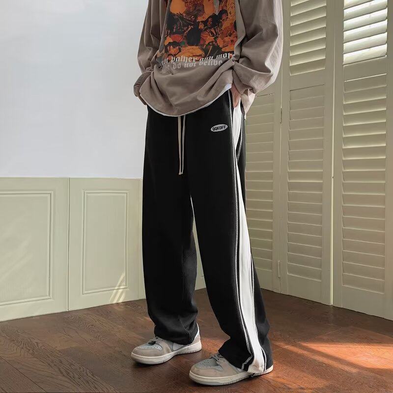 休闲裤男2023秋季韩版百搭宽松直筒裤拼接垂感拖地长裤k591p35，男装休闲裤，星座204-6