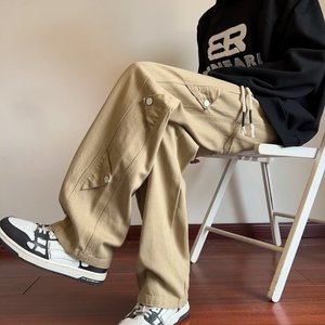 秋季男美式高街复古潮牌宽松阔腿休闲拖地长裤k951 p55图片