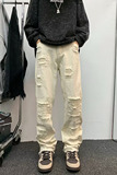 直筒水洗男美式牛仔裤拉链青春做旧做破牛仔裤潮nk0634p55，男装牛仔裤，星座204-6